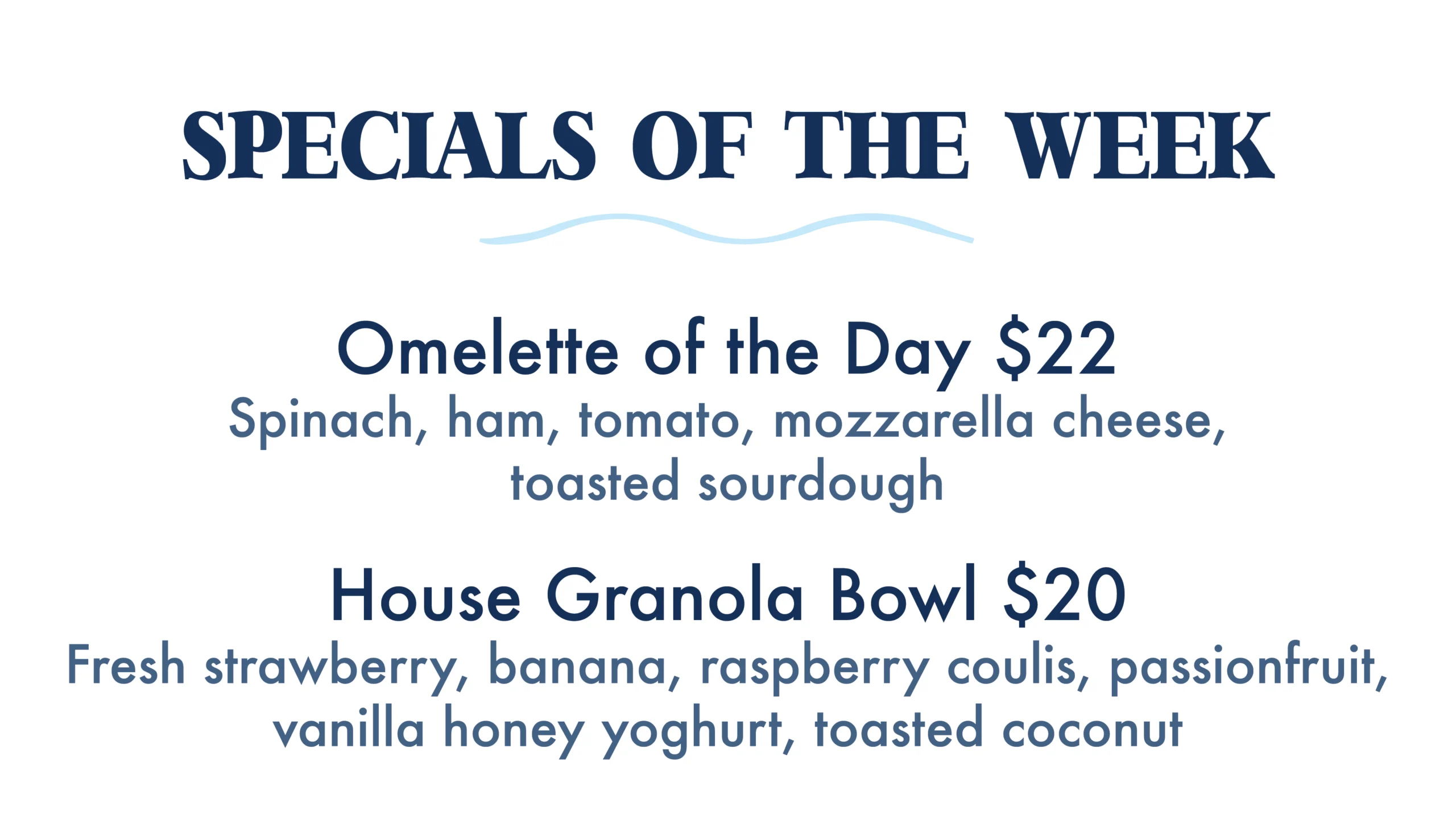 Sandbar Specials 211025 The Sandbar Food Specials of the Week.
